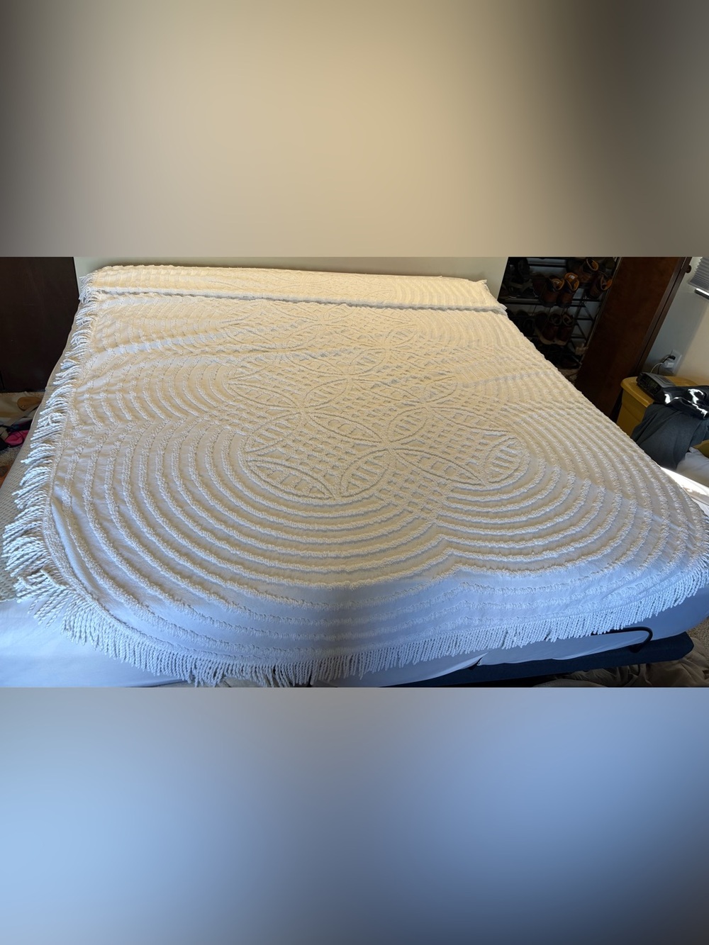 Gorgeous!! vintage   Chenille twin-queen size bedspread